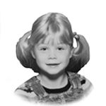 Childhood portrait of Rikke Petersen.